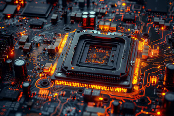 Aufkleber - Modern CPU microchip with a focus on detailed and complex circuitry,