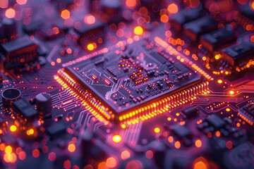 Aufkleber - Detailed view of a microprocessor chip highlighting its complex architecture,