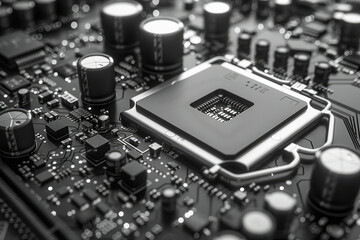 Aufkleber - Detailed and intricate depiction of a modern CPU microchip,