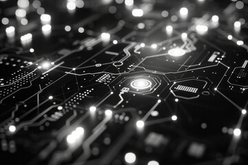 Aufkleber - Digital schematic design with nodes and connections forming a complex network,
