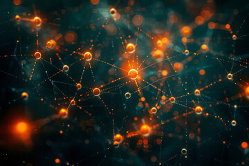 Aufkleber - Cybernetic-inspired network design with nodes and schematic connections,