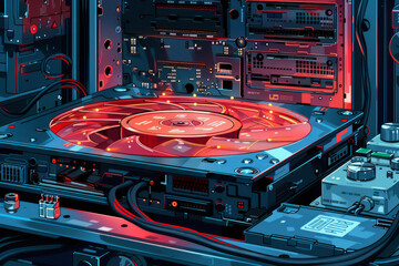 Poster - Illustration of installing an optical drive into a drive bay,