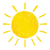 Yellow sun icon png cute crayon shape, transparent background