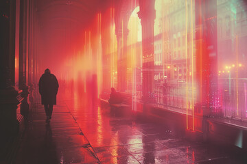 Poster - Contemporary digital typography with bright, abstract pixel glow effects,