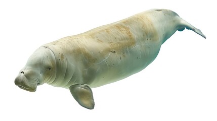 Wall Mural - Dugong full body clearly photo on white background , 