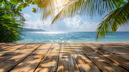 Wall Mural - display table on summer tropical beach 