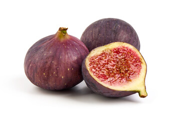 Wall Mural - Fresh juicy figs, tropical fruits, isolated on white background.