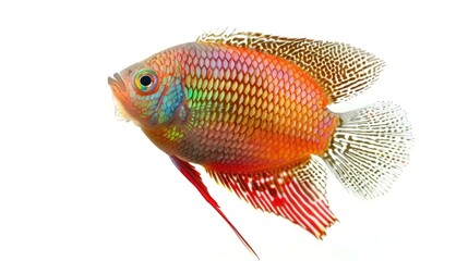 Poster - Dwarf Gourami full body clearly photo on white background , 