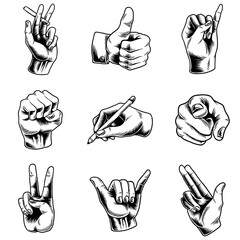 Sticker - Cool hand gesture  design element set