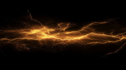 a golden split of lightning against a totally black background