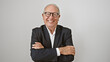 © Krakenimages.com - Senior man business worker standing with arms crossed gesture smiling over isolated white background
