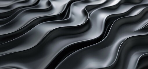 Canvas Print - Black abstract background. - Modern wavy line and pattern design.