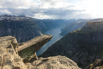 Canvas Print - Norway Troll's Tongue on a cloudy summer day