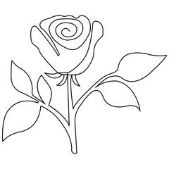 Wall Mural - Rose flower continuous one line drawing  outline vector illustration
