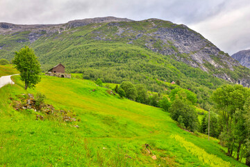 Wall Mural - Norway landscape on a cloudy summer day