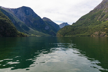 Wall Mural - Norway Aurlang fjord on a cloudy summer day