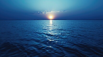 Wall Mural - Cool blue sunset on the water