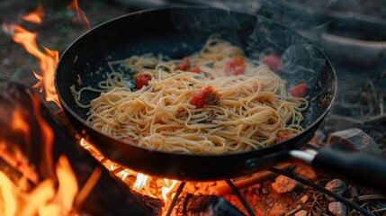 Poster - Cooking pasta in the great outdoors