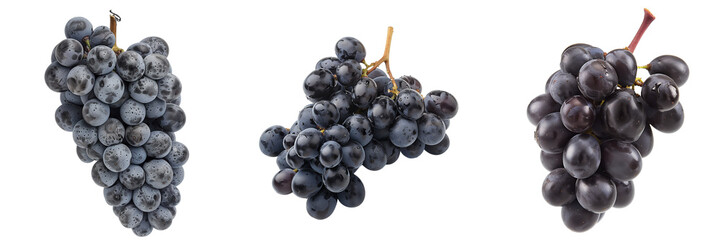 Wall Mural - Set of cluster of grapes, isolated on a transparent background