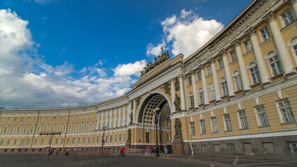 Poster - The General Staff building timelapse hyperlapse - a historic building, is located on the Palace Square in St. Petersburg.