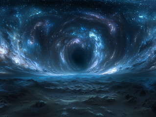 360 degree equirectangular projection space background with nebula and stars, environment map