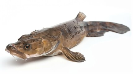 Wall Mural - Eelpout full body clearly photo on white background , 