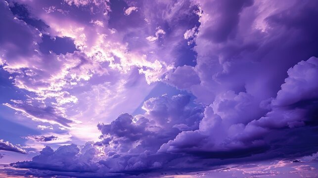 Violet cloud filled sky during a summer day