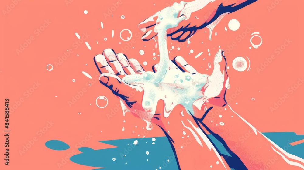 Design an image of a person washing their hands with soap and water ...