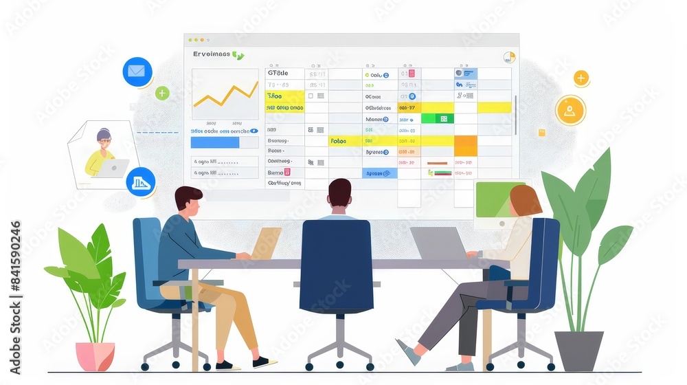 Illustrate a calendar for project management, with Gantt chart views ...