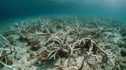 Wall Mural - the once thriving coral reef now lies barren a casualty of the red tides toxic conditions.