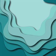 Poster - 3D abstract blue wave background with paper cut shapes. Vector layout design for business presentations, flyers, posters. Eps 10