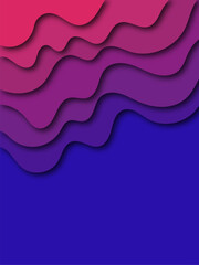 Poster - Abstract colored paper texture background. Minimal paper cut style composition with layers of geometric shapes and lines in red and light blue colors on purple background. Eps 10