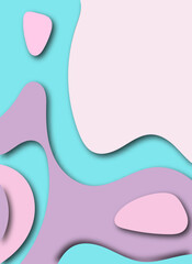 Poster - Abstract modern gradient paper cut waves background with shadow decoration. Minimal style dynamic wave pattern creative design. Cute vibrant pastel colors liquid texture element.
