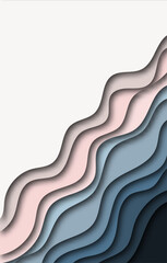 Poster - Wavy abstract background. 3d fluid shapes composition, trendy minimal design. Carving layered art. Vector illustration. Eps 10