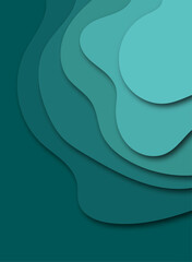 Poster - realistic blue gradation paper cut wave abstract background. Eps10
