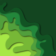 Poster - Green abstract paper cut background. Paper art style design concept. Vector illustration. Eps10