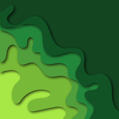 Poster - Green abstract paper cut background. Paper art style design concept. Vector illustration. Eps10