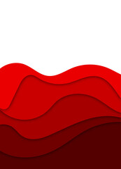 Poster - Stock vector illustration Paper cut background. Red paper decoration with wavy layers. Cut out shapes. Origami or carving pattern. Banner, flyer, cover template design. Eps10