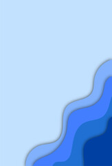 Poster - Wavy border in paper cut style. 3d abstract background with cut out deep waves modern cover. Blue color layers with smooth shadow paper cut art. 
