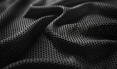 Abstract black sports fabric background with mesh pattern