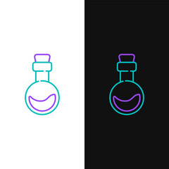 Wall Mural - Line Bottle with love potion icon isolated on white and black background. Valentines day symbol. Colorful outline concept. Vector