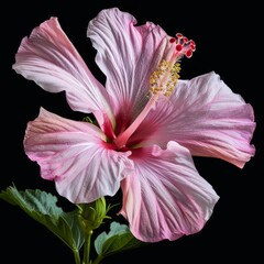 flower Photography, Hibiscus rosa-sinensis Brilliant, full view object, Isolated on Black Background