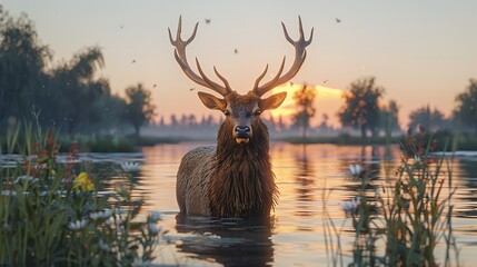 Sticker - deer on the river