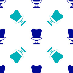 Sticker - Blue Armchair icon isolated seamless pattern on white background. Vector