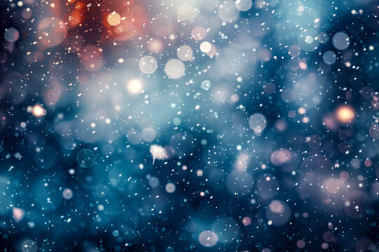 A bright bokeh texture with falling snow and starry light effects