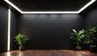 © soyibakter - a dark room with plants and a black background wall mockup