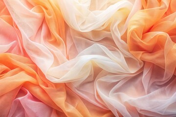 Wall Mural - Abstract fabric background in pastel pink, white, and orange creating a soothing atmosphere , flowing, fabric, waves, abstract