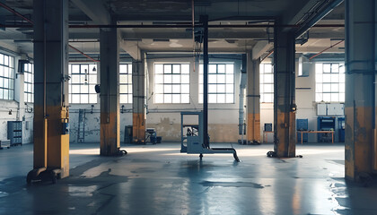 Wall Mural - Empty workshop with a lift in a car repair station