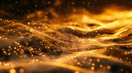 Wall Mural - a mesmerizing scene of golden particles flowing gracefully through space, creating a mesmerizing dan