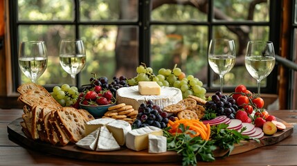 Wall Mural - wine and cheese